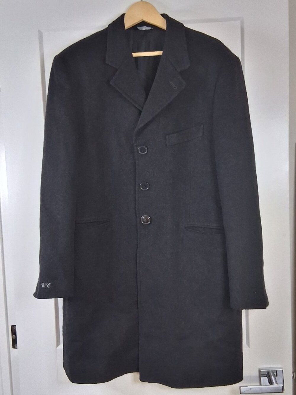 Zanetti Mens L Wool Cashmere Overcoat Black Made Italy Fratelli Bacci
